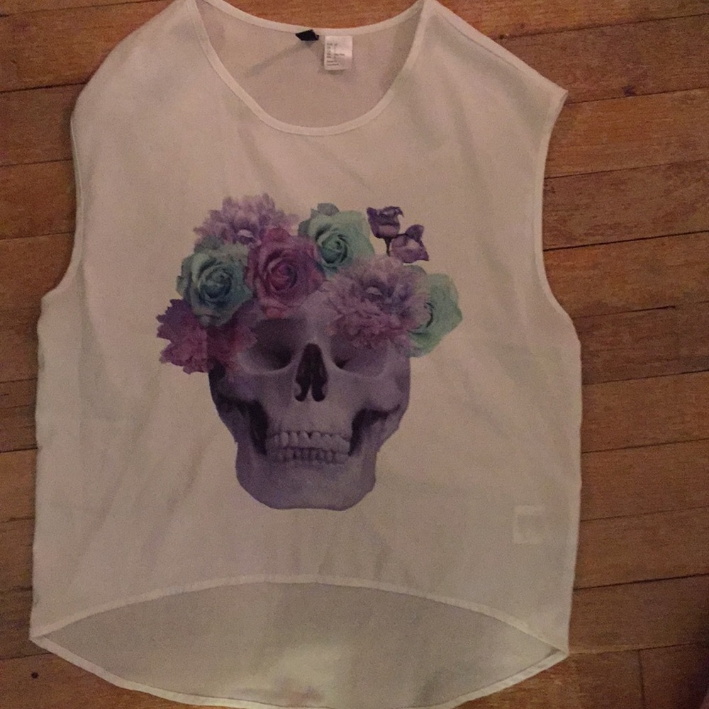 White flowy skull shirt
